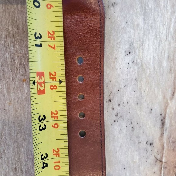 Vintage Brown Leather Boho Belt Embroidered Brass - Picture 7 of 7